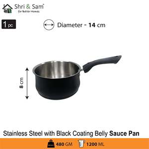 กระทะทำซอสสแตนเลสพร้อมท้องเคลือบสีดำทนทานใช้ในครัว - Product Image 4