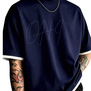 Custom Oversized <b>Navy</b> Blue <b>Tie</b>-Dye Men's Cotton T-Shirt Streetwear Breathable 320g Heavyweight Casual Loose Fit Summer Fashion - Product Image 4