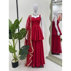 ชุดปาร์ตี้สีเบจจากนักออกแบบ RTC พื้นล่างและ dupatta ขนาด XL - Product Image 4