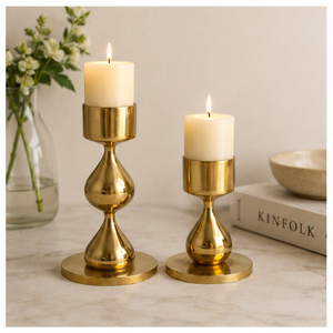 Classic Gold Metal Pillar Candle <b>Holder</b> Set Modern <b>Brass</b> <b>Candlestick</b> Stand for Wedding Centerpieces & Bulk Event Decor - Product Image 6
