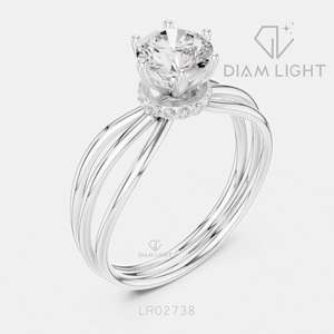 Bague de fiançailles en or blanc 14 carats avec diamant de laboratoire certifié IGI 0,80 carat, taille ronde, halo caché, bande pavée F+ VS+, cadeau de mariage - Product Image 2