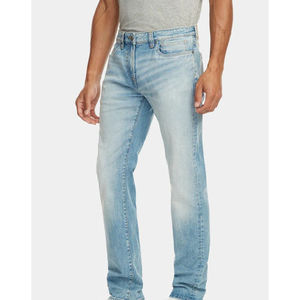 Pantalones de mezclilla lavados estilo High Street para hombre, color caqui, corte ajustado, con cierre de cremallera y botón de alta calidad, 100% algodón - Product Image 2