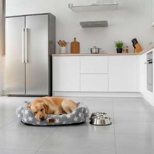 Cuccia per Cani in Morbido Flanella con Stelle o Ossa, Base Antiscivolo Grigia, Disponibile in 3 Misure (S/M/L) - Product Image 4