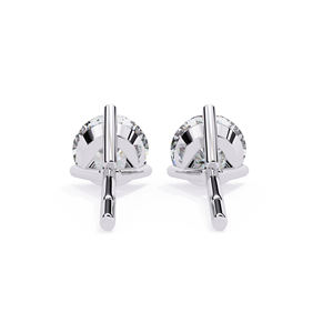 Pendientes de Moissanita Redonda Brillante de 7mm, 2.5 CTW, 3 Puntas, Oro Sólido de 18K, Alternativa al Diamante, Joyería Hipoalergénica - Product Image 6