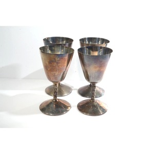 Handmade Set of 4 Durable Wine <b>Glasses</b> for Party Occasion Vintage <b>Stainless</b> Steel Bell-Shaped Goblets - Product Image 1