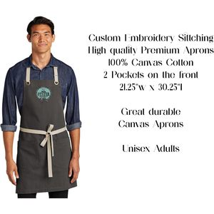 2025 A815 Custom Embroidery Logo Premium <b>Canvas</b> Unisex Long <b>Aprons</b> with Stylish Stitch Design - Product Image 3