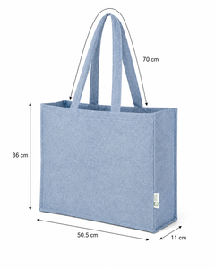 Sac fourre-tout en coton recyclé mélangé bleu clair 50,5x36x11 cm, logo personnalisé, sac de shopping promotionnel réutilisable, vente en gros, OEM, ODM, export - Product Image 2