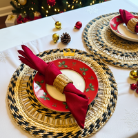 Set de table rond en jonc de mer tressé pour Noël, style bohème naturel, pour la décoration de table, vente en gros