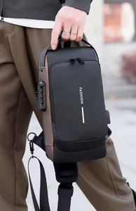 Bolsos de Pecho Impermeables Antirrobo de Nailon para Hombre con USB, Bolsa de Mensajero Multifuncional de Viaje, Bandolera Cruzada para Hombre - Product Image 5