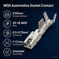 Connecteur femelle à sertir pour automobile TE Connectivity AMP MQS, référence 5-968221-1, borne de 0,63 mm, plaqué étain, 20-18 AWG
