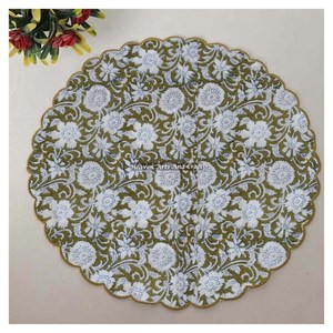 Handmade Printed Modern <b>Round</b> <b>Table</b> Napkin 100% Cotton Unique Design for Airplane, Hotels and Home Use EN087 - Product Image 1