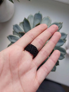 Green Onyx Macrame <b>Ring</b> Handmade Adjustable Black Cord Boho Gemstone <b>Statement</b> <b>Ring</b> for Women - Product Image 3