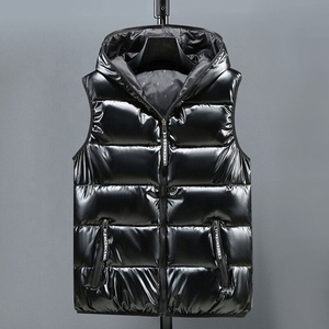 Veste d'hiver à capuche avec fermeture éclair rembourrée et épaisse, veste matelassée à bulles sans manches surdimensionnée pour hommes, vente en gros - Product Image 4