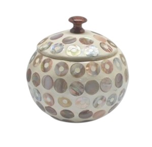 Tarros de Nácar, Caja Redonda de Nácar con Mosaico de Conchas, Tarro de Almacenamiento con Tapa de Madera para Decoración de Hogar de Lujo - Product Image 4