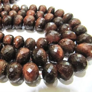 Cuentas facetadas de ojo de tigre marrón natural de 9-14 mm, graduadas, certificadas, de 8 pulgadas de largo, cuentas de piedras preciosas. - Product Image 1