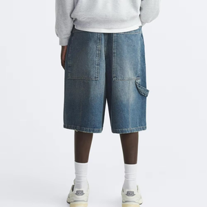 High Quality Washed Black Customized Knee Length Man Denim <b>Jeans</b> 2026 Summer Vintage Jorts <b>Men's</b> Baggy <b>Jeans</b> Shorts for <b>Men</b> - Product Image 5