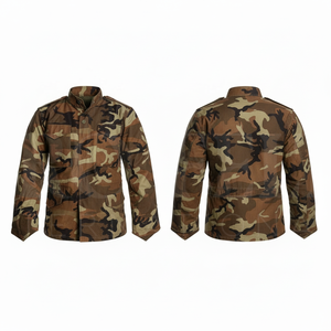100% Cotton Material Custom Camouflage Field Jacket Stand Collar Long Sleeve Utility Workwear Jacket Custom Printed Style <b>Coat</b> - Product Image 3
