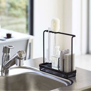 Multi Functional Iron Kitchen <b>Sink</b> Organizer Rack With Separate Compartments For Soap Sponge And Brush <b>Storage</b> - Product Image 1