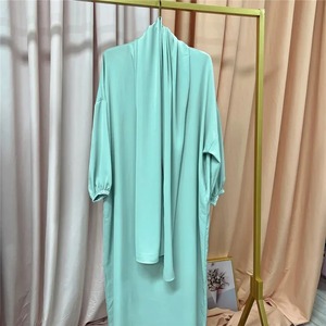 Robe de soirée droite longue en crêpe uni, manches longues, taille naturelle, ornée de cristaux, service OEM, pour adultes – Collection été - Product Image 4