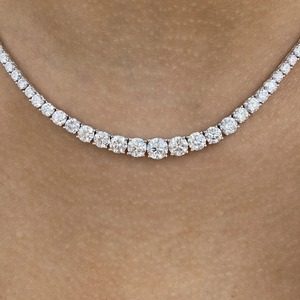 Collar de tenis de lujo vintage con corte brillante |   Elegante Anillo de Diamantes Continuos para Mujer, Oro Blanco de 18K, para Boda - Product Image 3