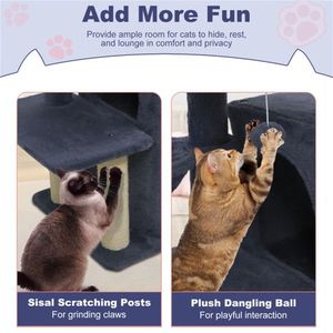 Dark Gray 33.5-Inch Multi-Level <b>Cat</b> <b>Tree</b> with 2-Tier Condo Sisal <b>Scratching</b> Posts Anti-Topping Device - Product Image 5