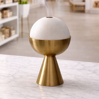 Diffuseur d'huiles essentielles en marbre blanc doré de qualité supérieure, lampe à parfum, brûleur d'aromathérapie à base de laiton, encens indien, luxe bio pour la maison