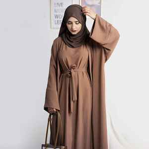 ชุดอาบายะห์สีฟ้าสไตล์ลำลองทันสมัยสำหรับผู้หญิง สไตล์ดูไบ สง่างาม เรียบร้อย น้ำหนักเบา ระบายอากาศได้ดี ยาวคลุมเท้า - Product Image 4