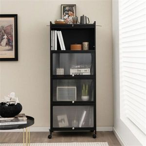 5 Tier Rolling Microwave Stand Flip Dust Proof Doors with 4 Brakes <b>Kitchen</b> <b>Storage</b> Rack - Product Image 4