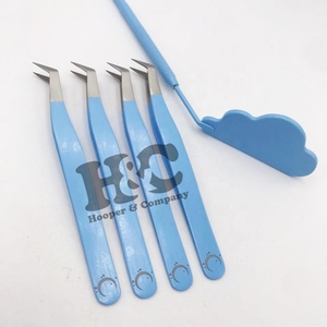 ชุดแหนบต่อขนตาแบบเคลือบสีฟ้าสำหรับเด็กชุดแหนบสเตนเลสแบบปรับแต่งได้พร้อมเลเซอร์โลโก้ขนมิงค์ - Product Image 5