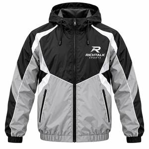 Men's Hooded Sporty <b>Racer</b> <b>Jacket</b> Windproof Zipper Front Color Blocking Design Autumn Outdoor Wear - Product Image 5