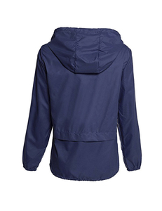 Veste de randonnée imperméable à capuche pour femme, bleu marine, manches longues, fermeture éclair, cordon de serrage à la taille, coupe régulière, pour le printemps - Product Image 2