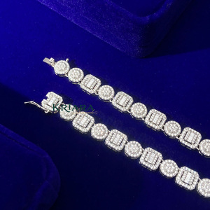 Moissanite <b>Statement</b> <b>Necklace</b> S925 Silver Rhodium Plated Geometric Link Chain Luxury Unisex Everyday Wear - Product Image 5