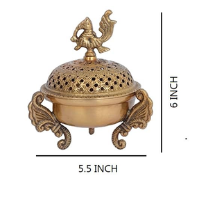 Brûleur d'encens décoratif en laiton avec motif paon pour la Pooja, le temple et la décoration intérieure – Idéal pour la salle de prière - Product Image 3