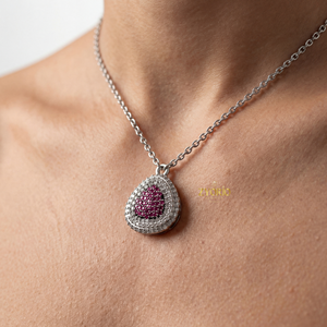สร้อยคอเงินแท้ 925 ประดับเพชรชมพูระยิบระยับ ดีไซน์ดอกไม้หรูหรา เหมาะสำหรับงานแต่งงานและงานเลี้ยง  สำหรับผู้หญิง - Product Image 2