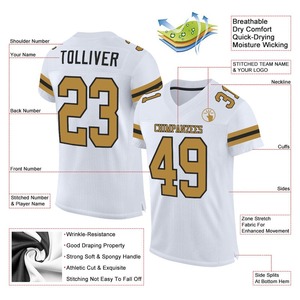 Maillot de football personnalisé, uniforme de football de qualité supérieure | Fabricant Em&ODM, maillot de football authentique personnalisé blanc, or vieilli, noir, en maille - Product Image 2