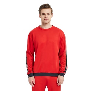 Men's Crew Neck Side Stripe Tracksuit With Ribbed Hem Men's Pullover Pain Sweatsuit - Product Image 1