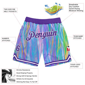 กางเกงบาสเก็ตบอลตาข่ายแบบซับลิเมชั่นสั่งทำขายส่งปี 2026 สำหรับผู้ชาย ลายกราฟิกสีสันสดใส สไตล์สตรีทแวร์ ชุดกีฬาออกกำลังกาย กางเกงฝึกซ้อม OEM - Product Image 2