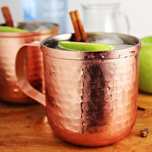 Copper Moscow mule mug set for stylish celebration beverage nights hammered finish metal <b>cups</b> durable <b>reusable</b> party mugs - Product Image 3