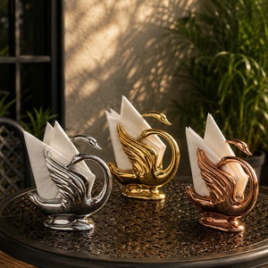 Swan Metal Modern Eco-Friendly Napkin Holder Decorative <b>Table</b> Stand for Hotel Restaurant Home <b>Dining</b> <b>Table</b> - Product Image 1