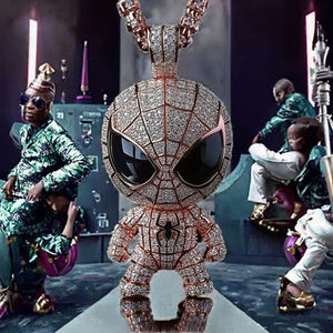 Pendentif Hip Hop en Argent 925 Moissanite en forme de Masque Spider-Man, Collier Bling Iced Out pour Hommes, Bijoux Streetwear Élégants - Product Image 2