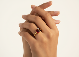 Custom 14k Gold Ruby <b>Ring</b> Square Bezel Setting Classic Gemstone Engagement <b>Ring</b> Handmade Minimalist Garnet Diamond <b>Stacking</b> <b>Ring</b> - Product Image 2