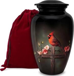 Urna Funeraria Grande de Aluminio Roja para Cenizas de Adultos, Modelo Candinral, Decorativa, para Hombres y Mujeres, Urna Clásica para Papá y Mamá, Superventas - Product Image 6