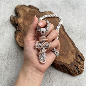 Hip Hop VVS Moissanite Diamond <b>Iced</b> <b>Out</b> Two Tone 925 Silver Jesus Cross Pendant Necklace Wholesale Custom Jewelry Manufacturer - Product Image 3