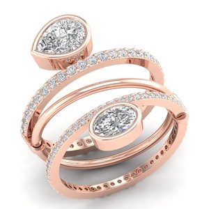 Bagues de promesse de mariage en or massif 14 carats avec diamants HPHT CVD cultivés en laboratoire pour femmes, certifiées IGI, bijoux fins, prix de gros REYES - Product Image 2