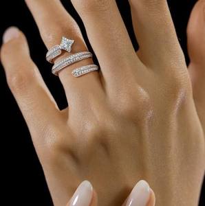 Unisex Geometric Cocktail <b>Ring</b> <b>Set</b> Lab Grown Diamond Pave Setting 14K <b>Gold</b> Plated Stainless Steel IGI Certified Hiphop Style - Product Image 4