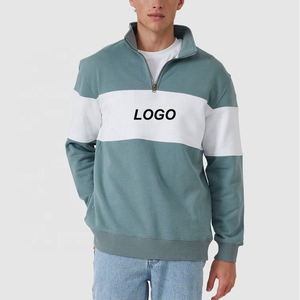 เสื้อสเวตเชิ้ตผู้ชายแบบซิป ¼ ตัว คอตั้ง แขนยาว ทรงปกติ สีตัดต่อ สไตล์ลำลอง ผ้าฝ้ายเฟรนช์เทอร์รี่ 100% สำหรับฤดูใบไม้ร่วง - Product Image 4
