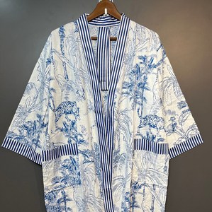 Bata Kimono con Estampado de Dibujos Animados para Mujer, de Algodón Suave, Camisón de Verano Hecho a Mano, Estilo Kimono ODM, Bata de Estar por Casa con Cintura Elástica Completa - Product Image 1