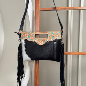 Bolso de hombro con asa de gran capacidad de alta calidad con diseño personalizado al por mayor, bolsos cruzados con flecos de piel de vaca mecanizados a mano - Product Image 5