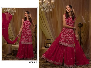 <b>Women</b> Designer Georgette With Embroidery Mirror Work <b>Kurta</b>& Plazzo With Dupatta Set - Product Image 4