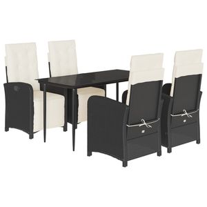 Set da Pranzo da Giardino in Rattan Bianco Crema e Nero, 4 Posti, Resistente alle Intemperie, Arredamento da Esterno dal Design Contemporaneo - Product Image 2